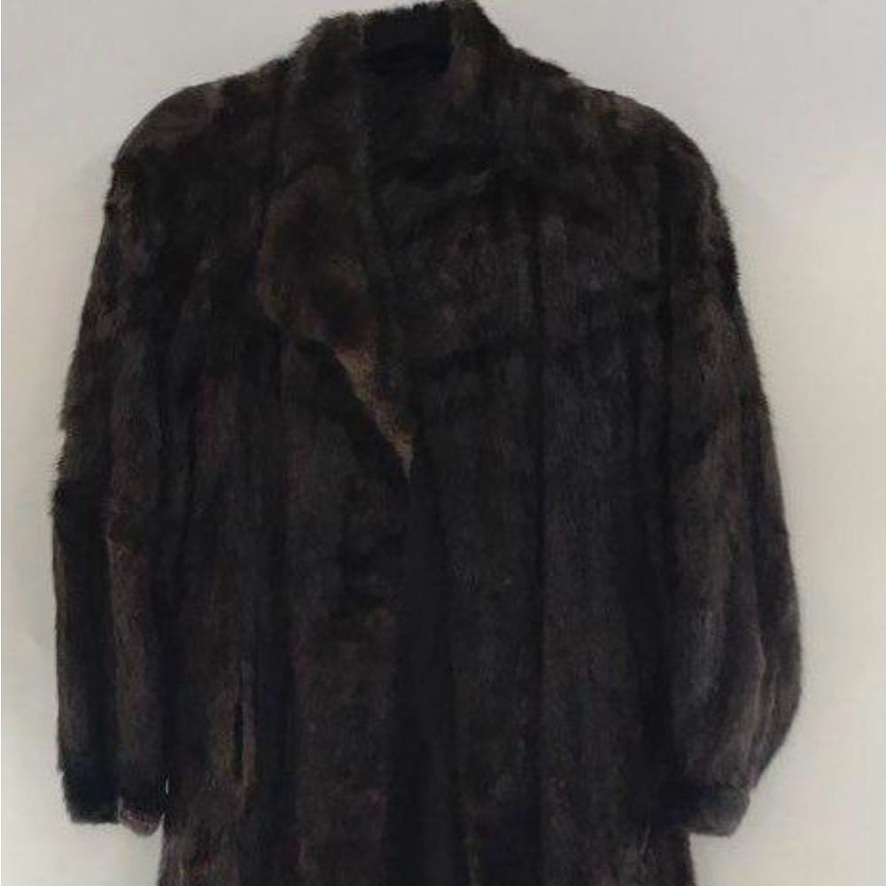 Elegant Mink Deep Brown Fur Coat size 10